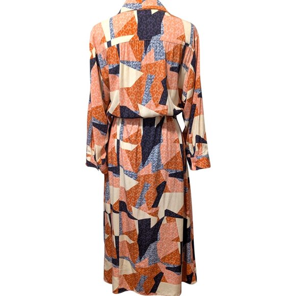 Corey Lynn Calter Womens Size M Abstract Geometric Tie Waist Pockets Shirt Dress - Picture 3 of 8
